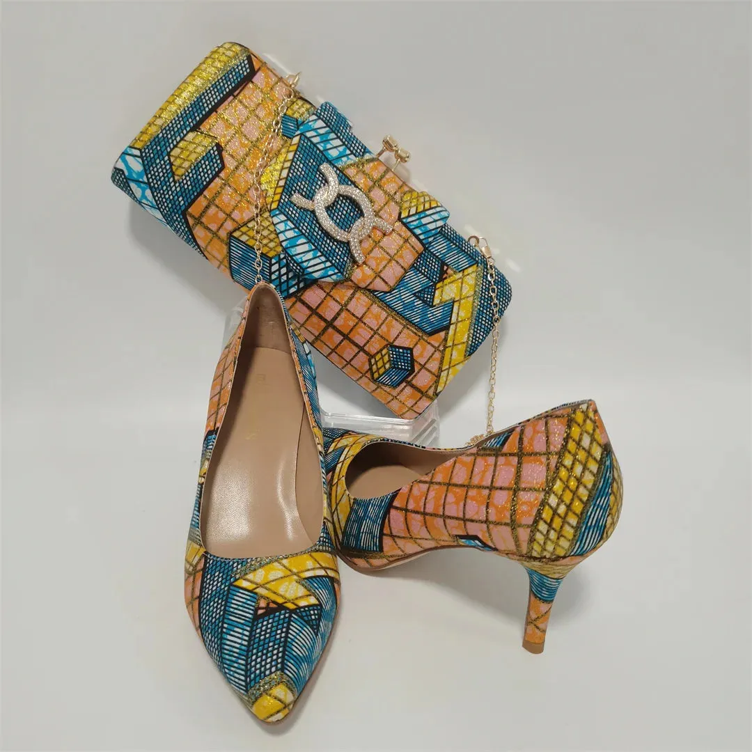 African Shoes and Handbag Set F1110-1