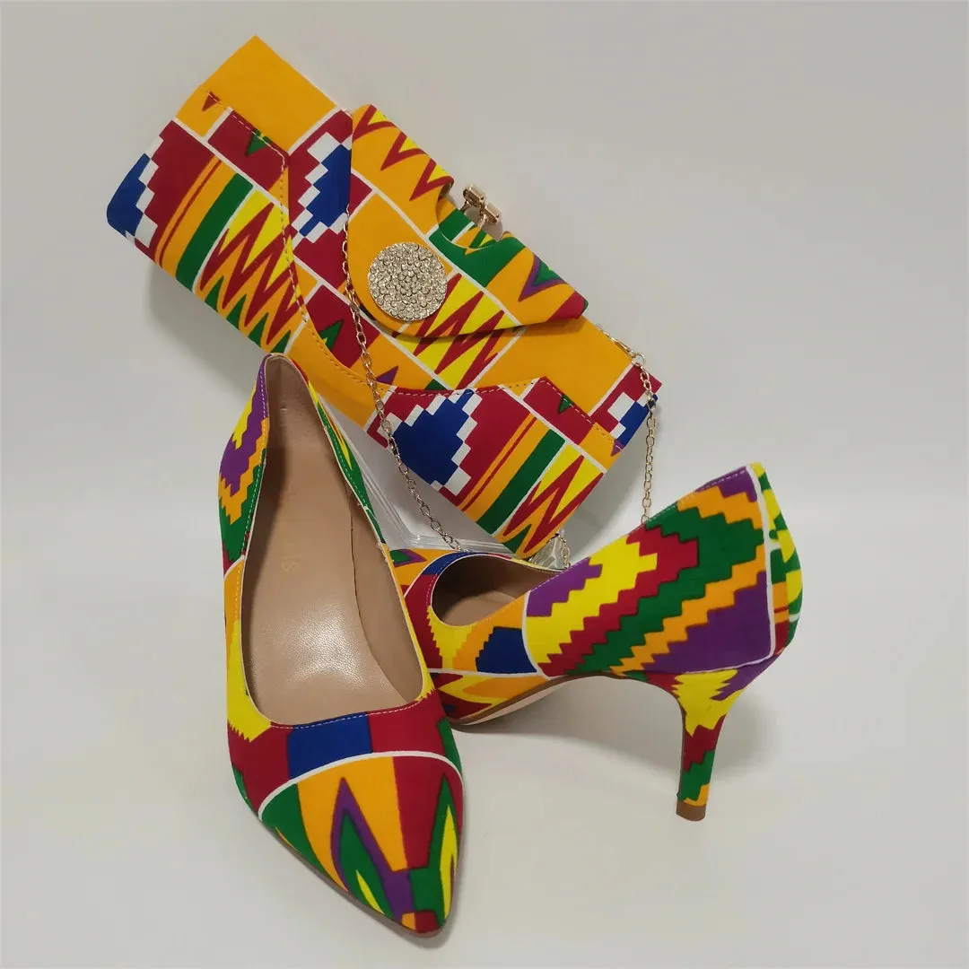 African Shoes and Handbag Set F1110-1