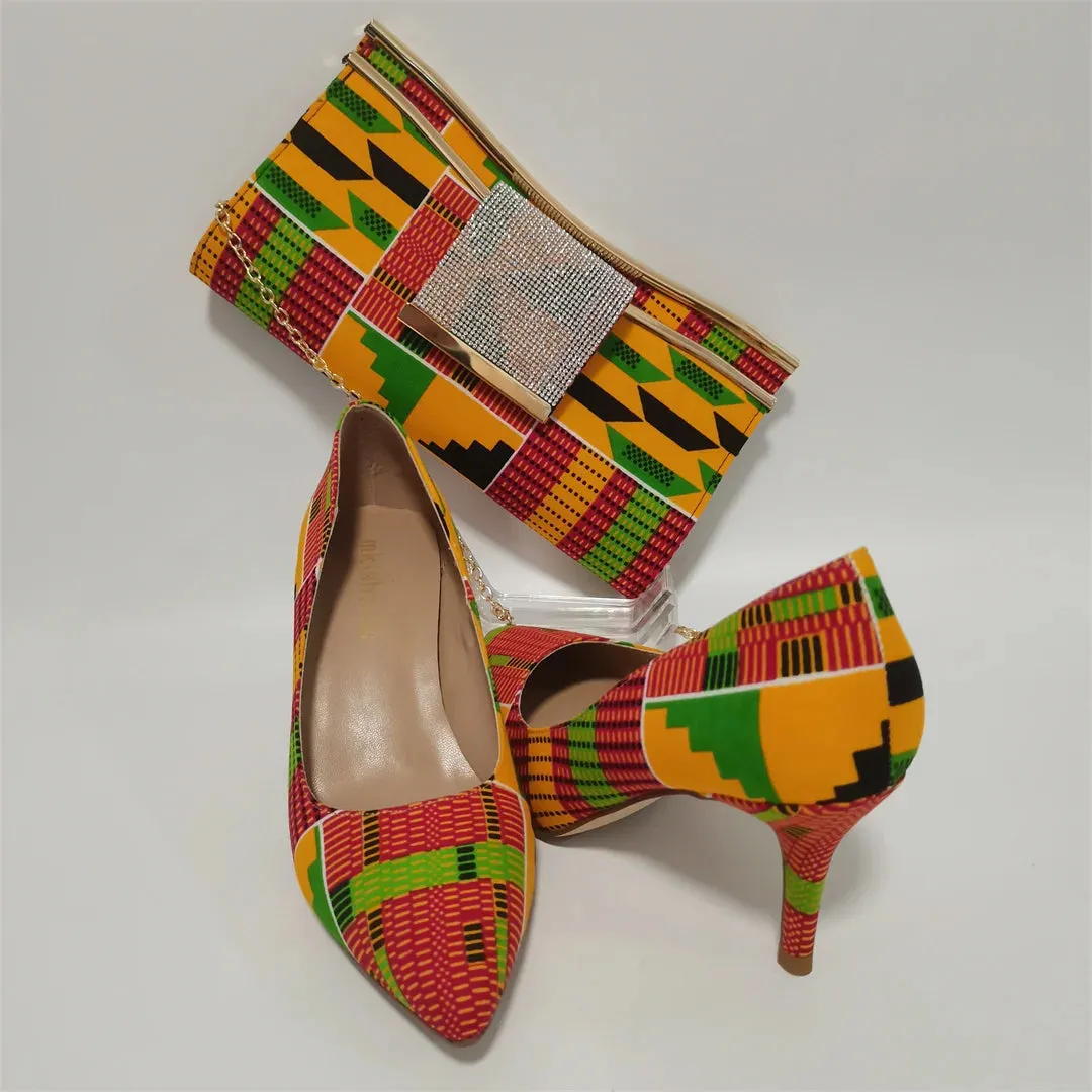 African Shoes and Handbag Set F1110-1