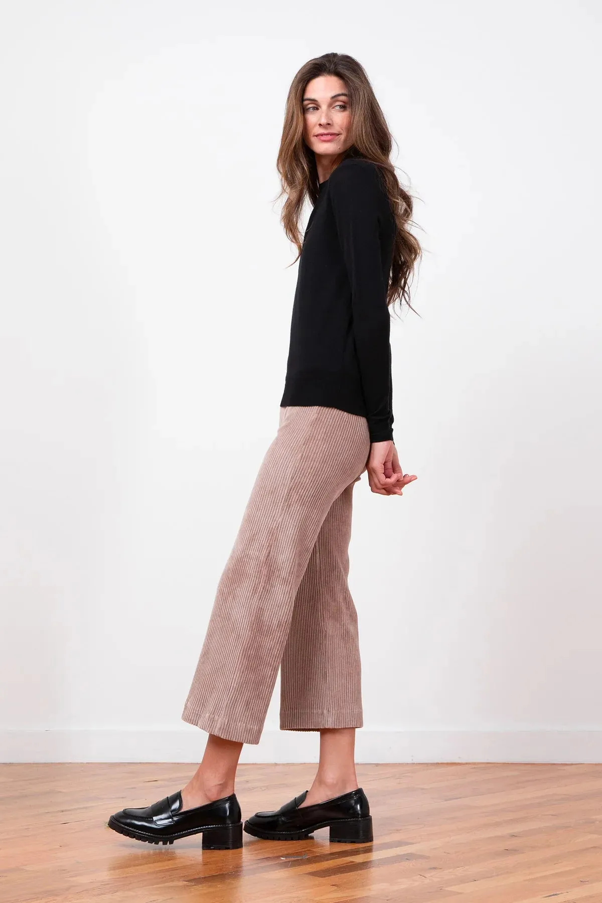 Alex Wide Leg Crop Corduroy Pant | Cappuccino