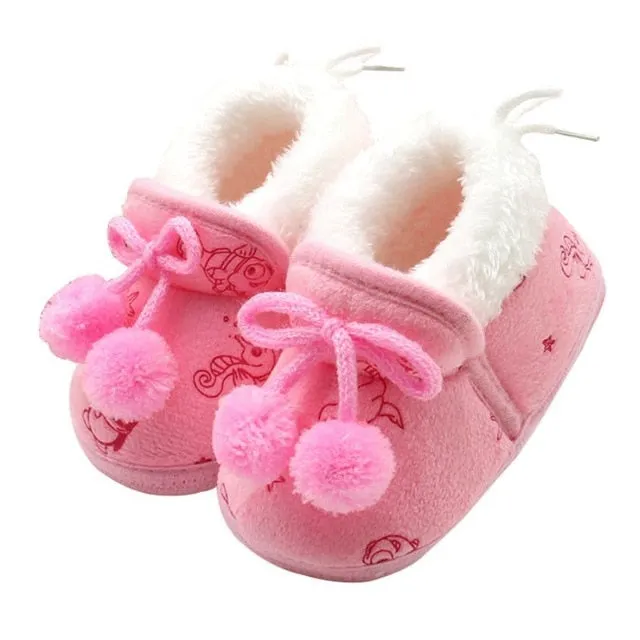 Baby Bowknot Warm Soft Sole Crib Shoes