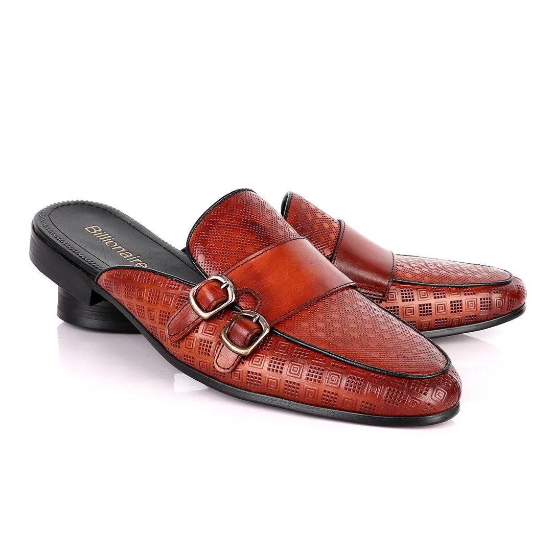 Billionaire Dotted Double Strap Brown Mole Leather Shoe