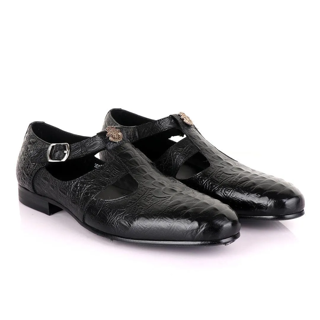 Billionaire Exotic Hippo Black Cover Leather Shoe