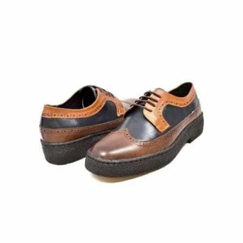 British Walkers Wingtip Men's 3 Tone Navy, Brown and Tan Leather Oxfords