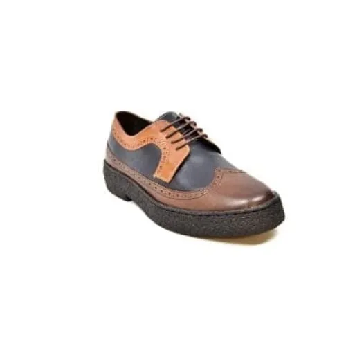 British Walkers Wingtip Men's 3 Tone Navy, Brown and Tan Leather Oxfords