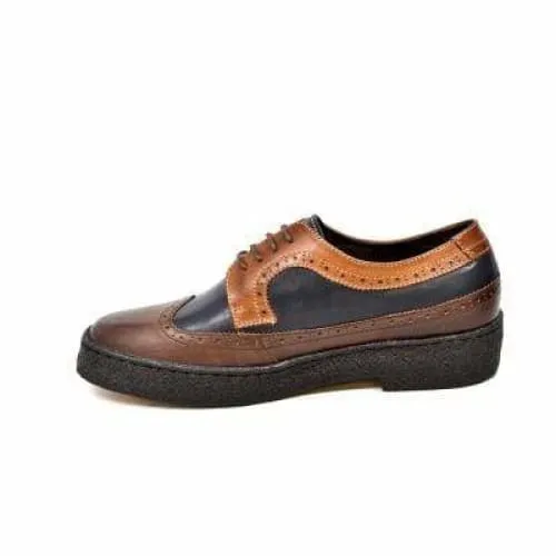 British Walkers Wingtip Men's 3 Tone Navy, Brown and Tan Leather Oxfords