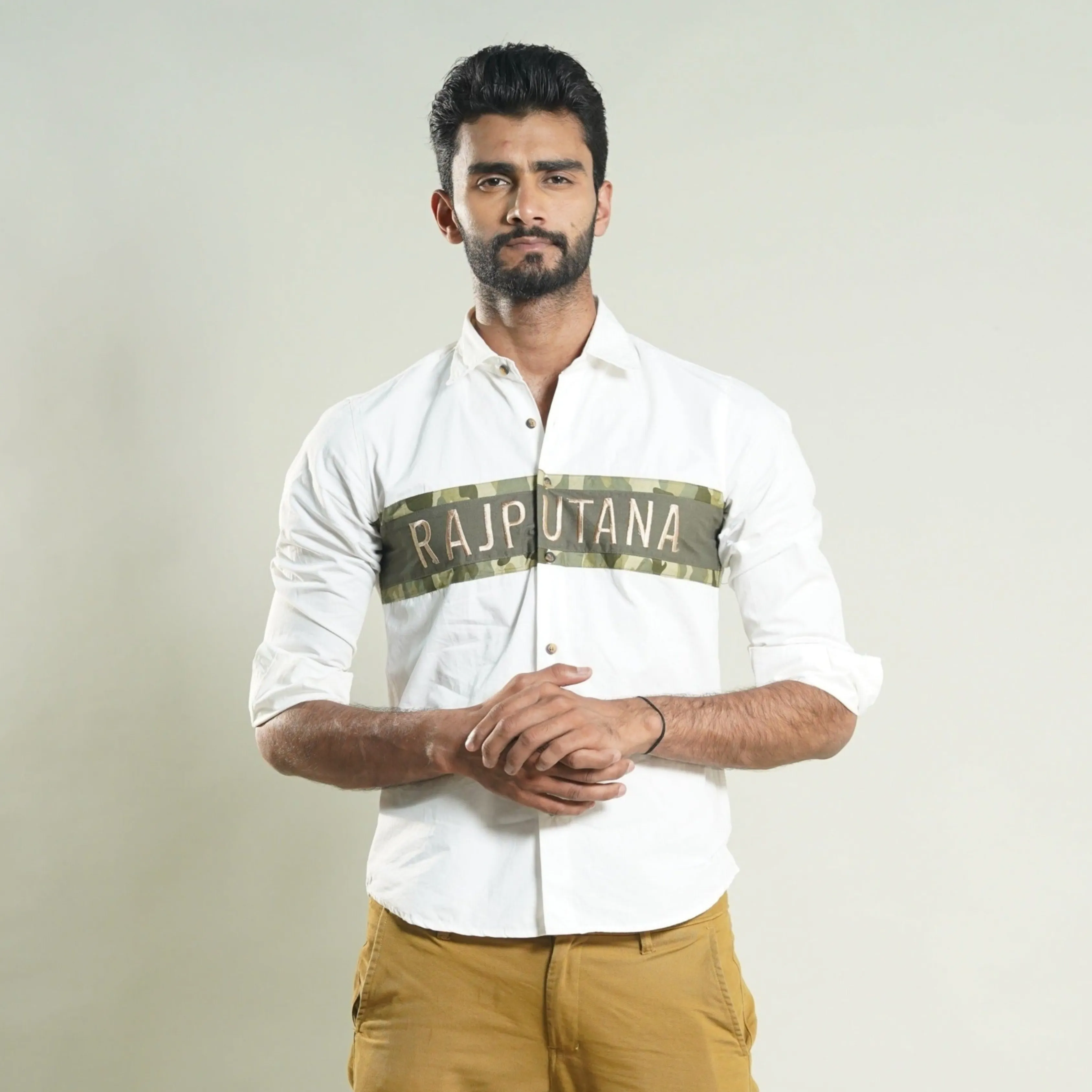 Camouflage Stripe White Rajputana Shirt