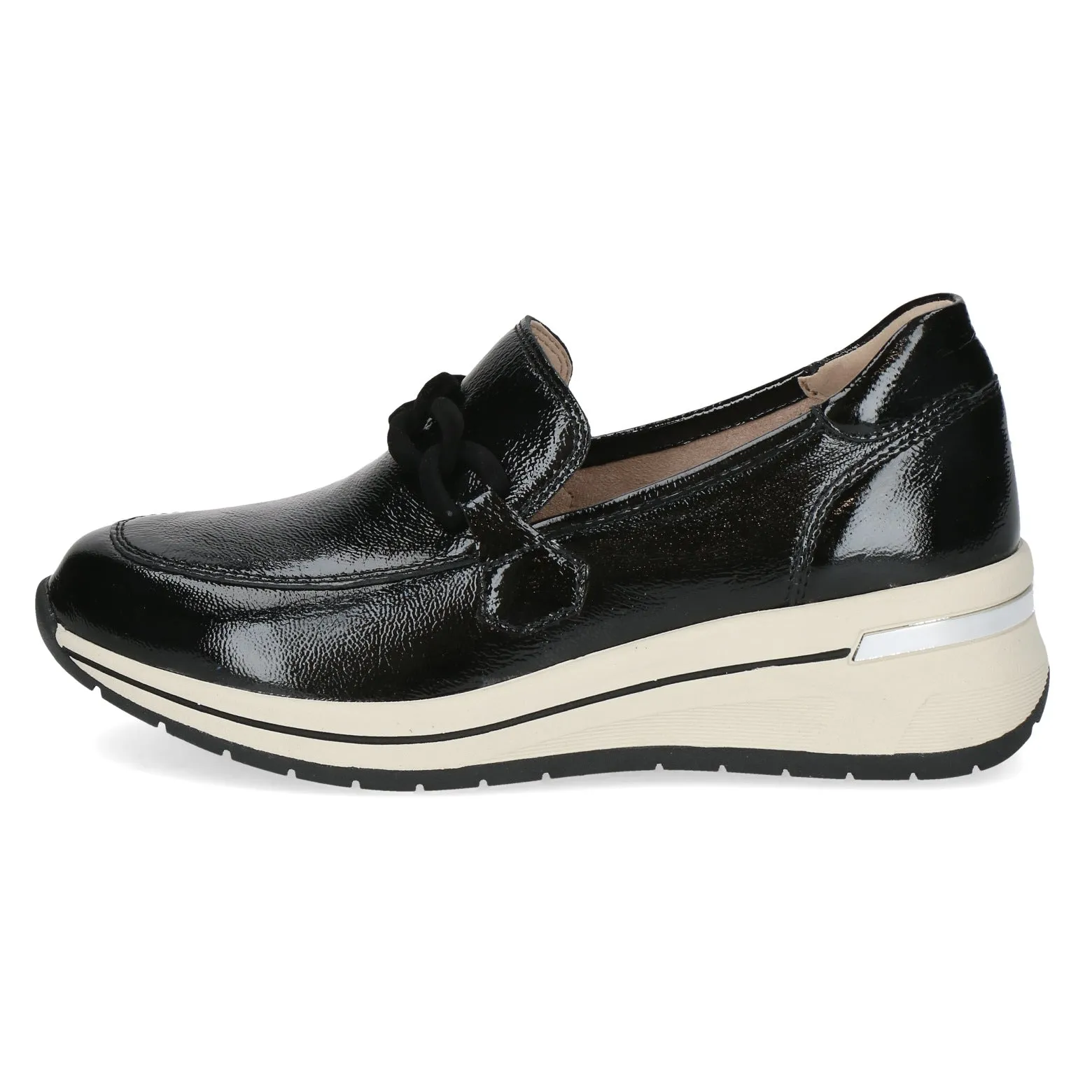 Caprice Sporty Loafer Black Patent Leather H Fit Slip On 24301-017 sale