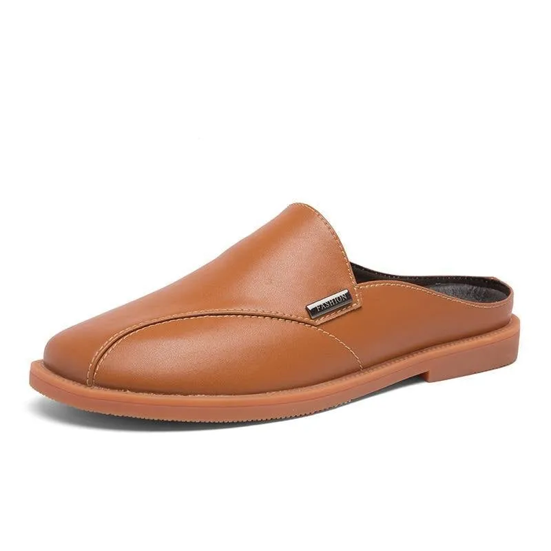 CASC Men's Split Faux Leather Backless Loafers