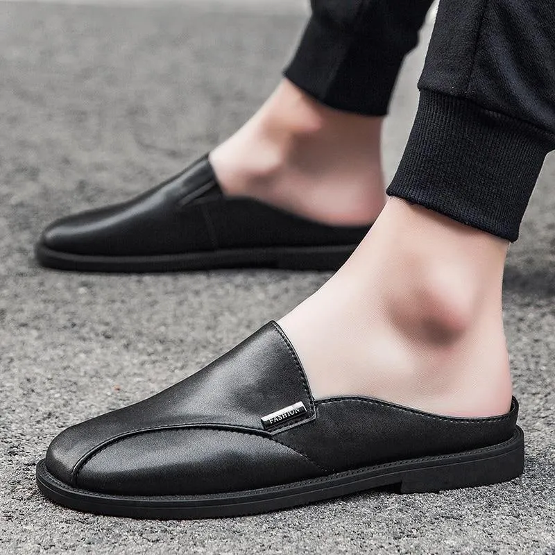 CASC Men's Split Faux Leather Backless Loafers