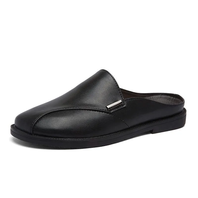 CASC Men's Split Faux Leather Backless Loafers