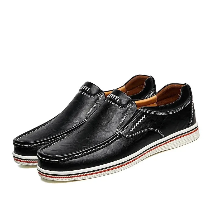 Casual Men Shoes Handmade High Quality Cow Leather Fashion Slip On Loafers Flats Comfortable Breathable Driving Shoes