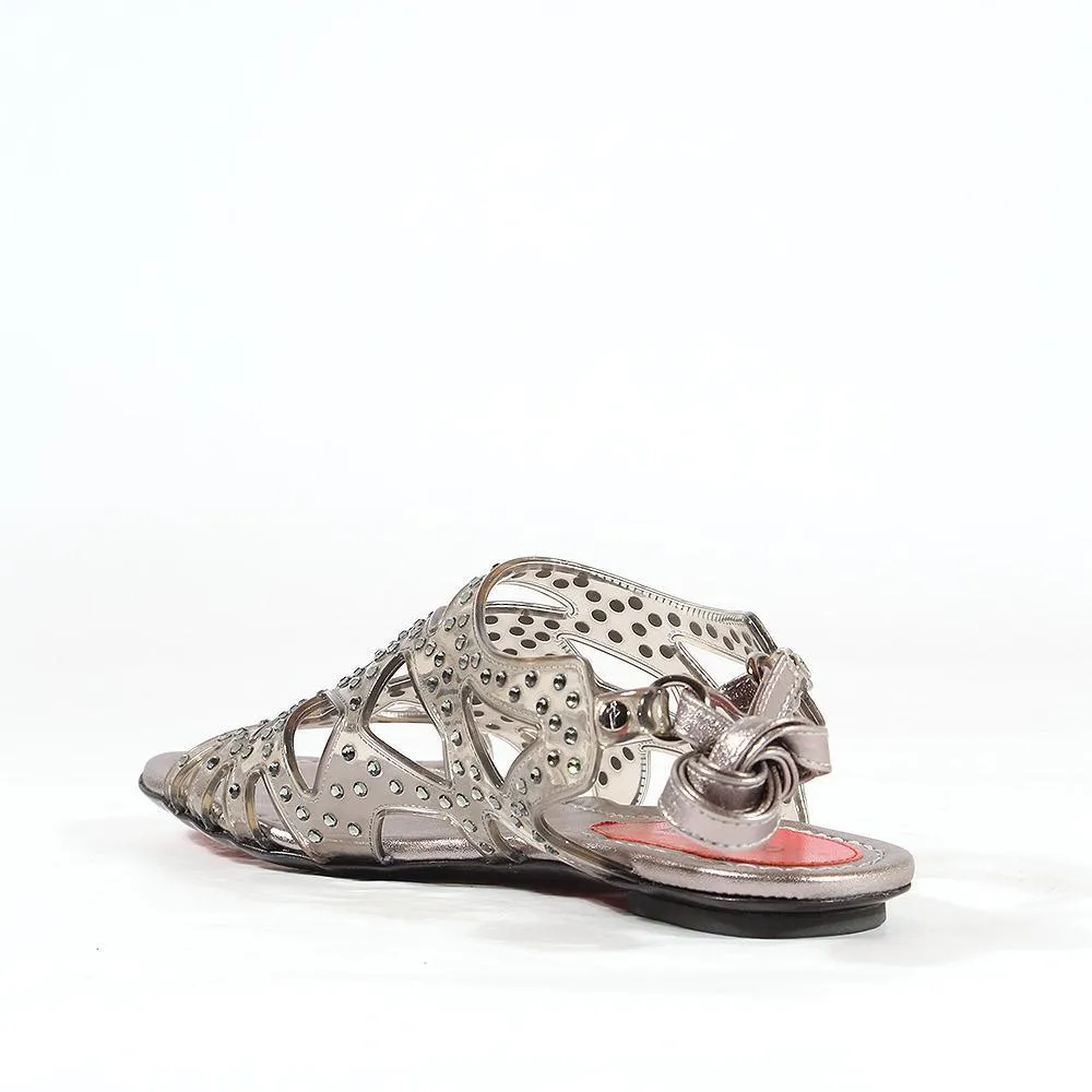 Cesare Paciotti Women's Designer Shoes Snake Clear Diamond Studded Sandals (CPW553)