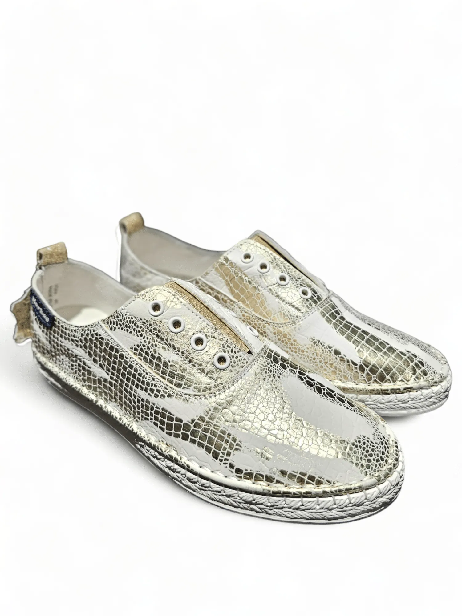 CROC LEATHER VERA SHOES LINEN RIVER GOLD/BEIGE