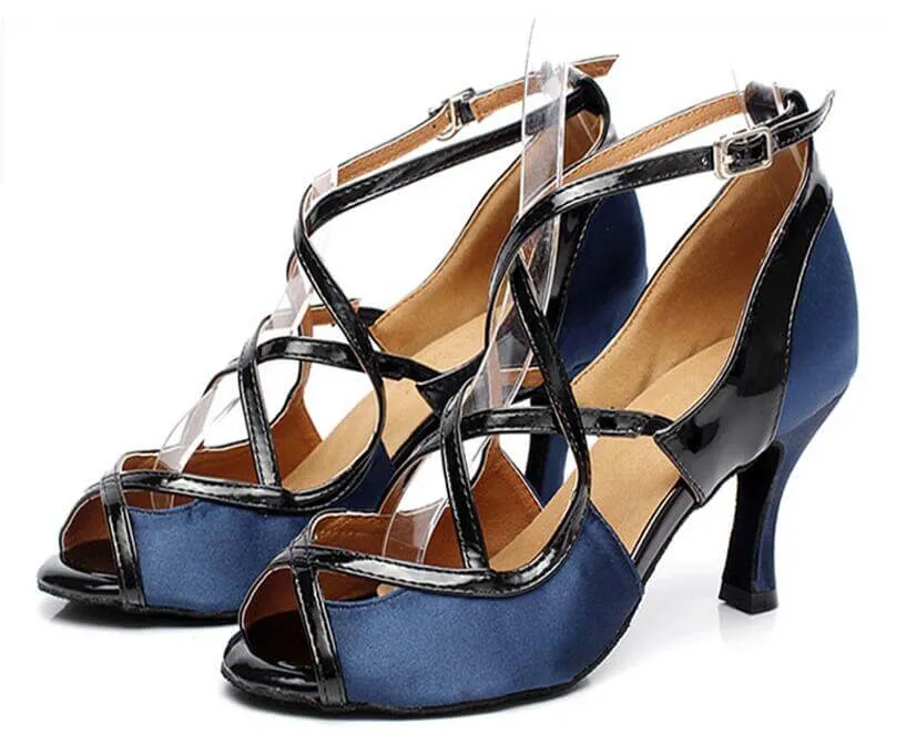 Dark Blue Ballroom Dancing Shoes Latin Salsa Dance Shoes