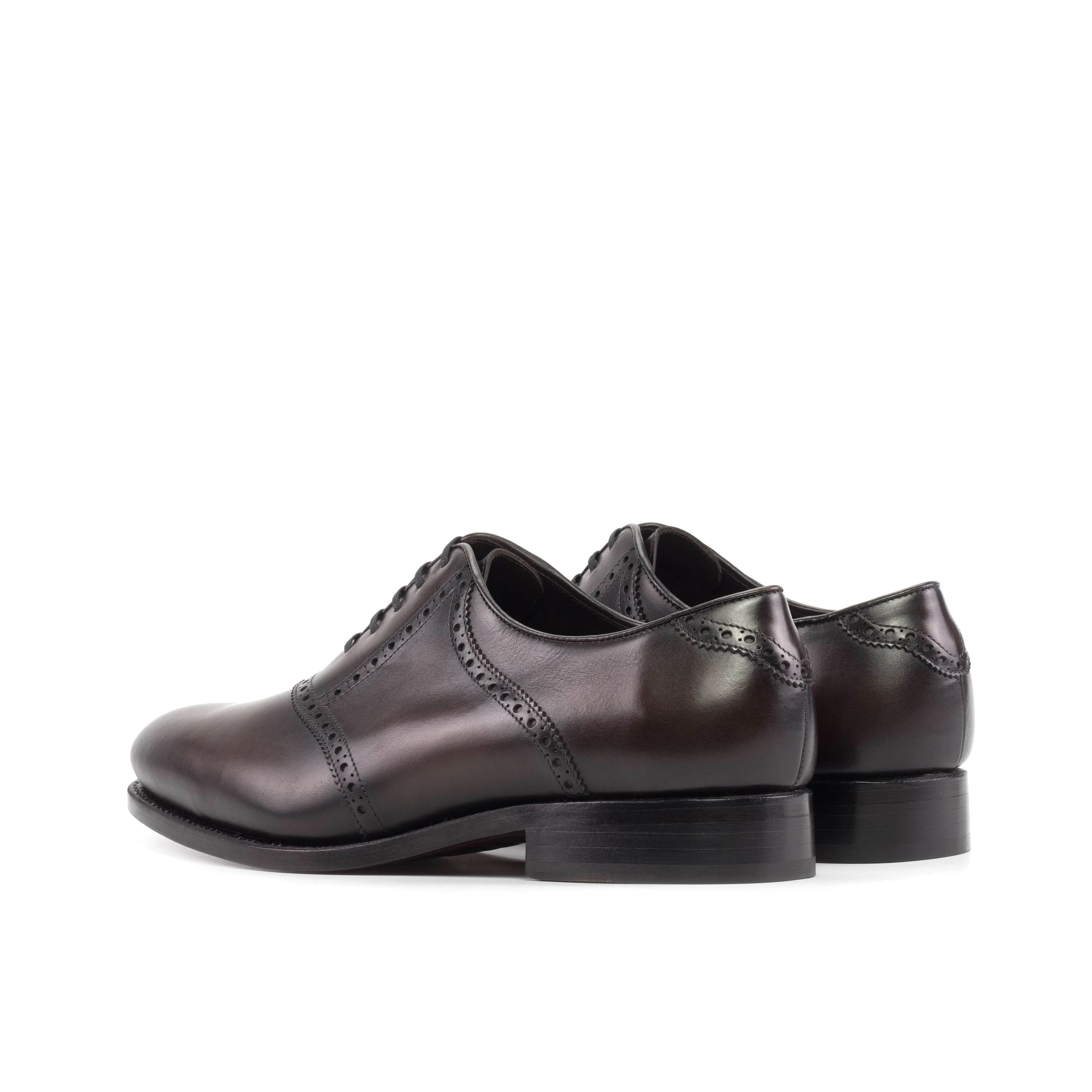 Dark Brown Box Calf Leather Saddle Shoes