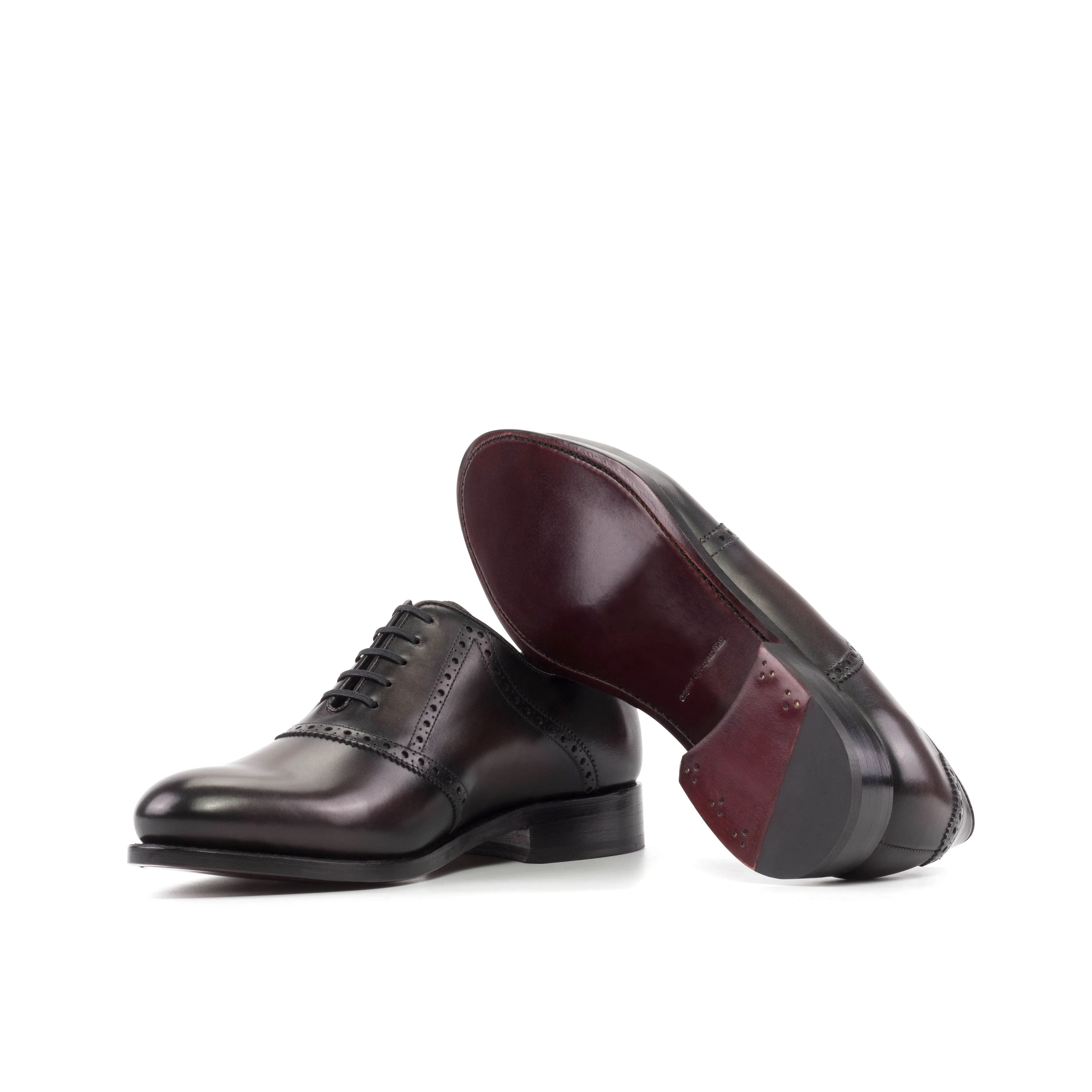 Dark Brown Box Calf Leather Saddle Shoes