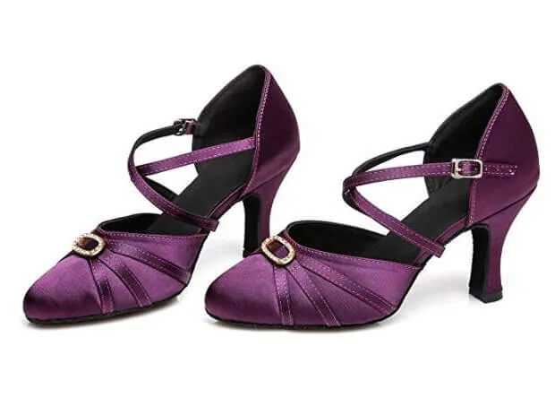 Dark Purple Closed Toe Ballroom Dance Shoes Latin Salsa Dance Shoes