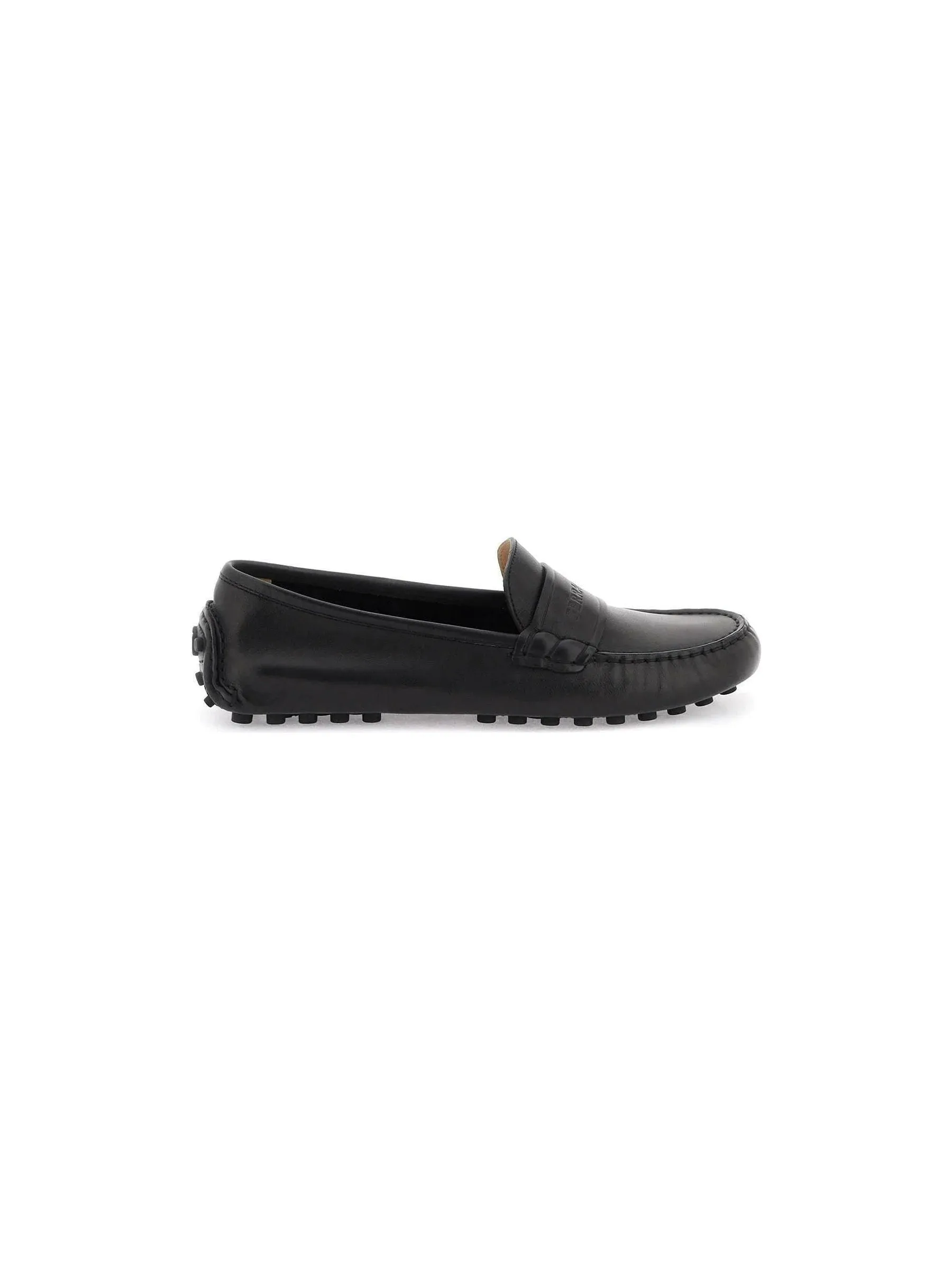 Embossed Logo Leather Loafers