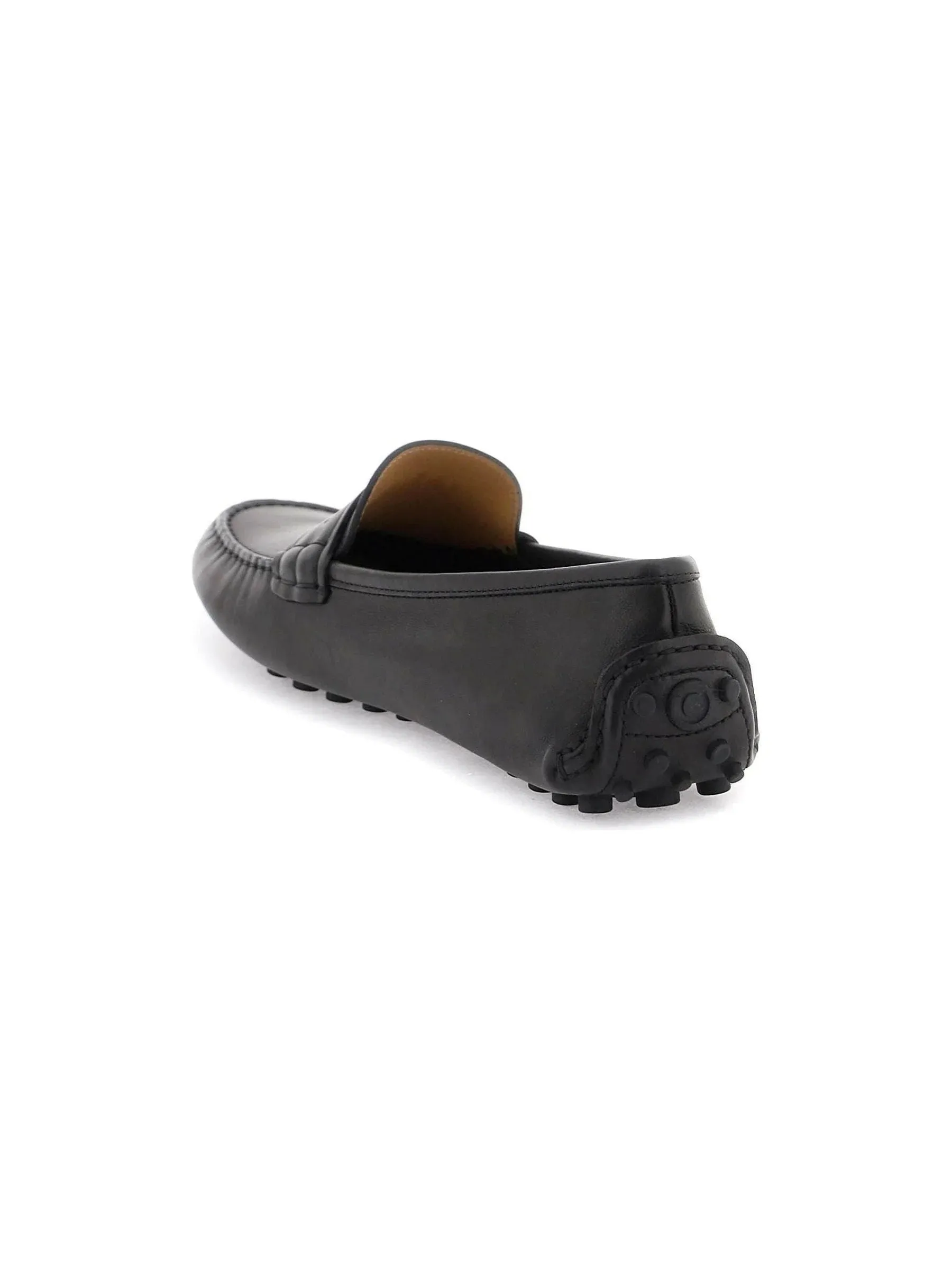 Embossed Logo Leather Loafers