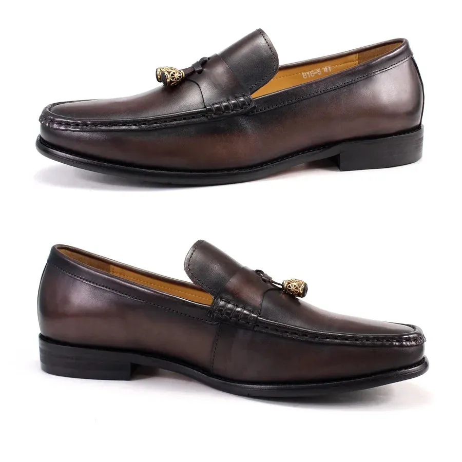 Genuine Leather Tassel Penny Loafers