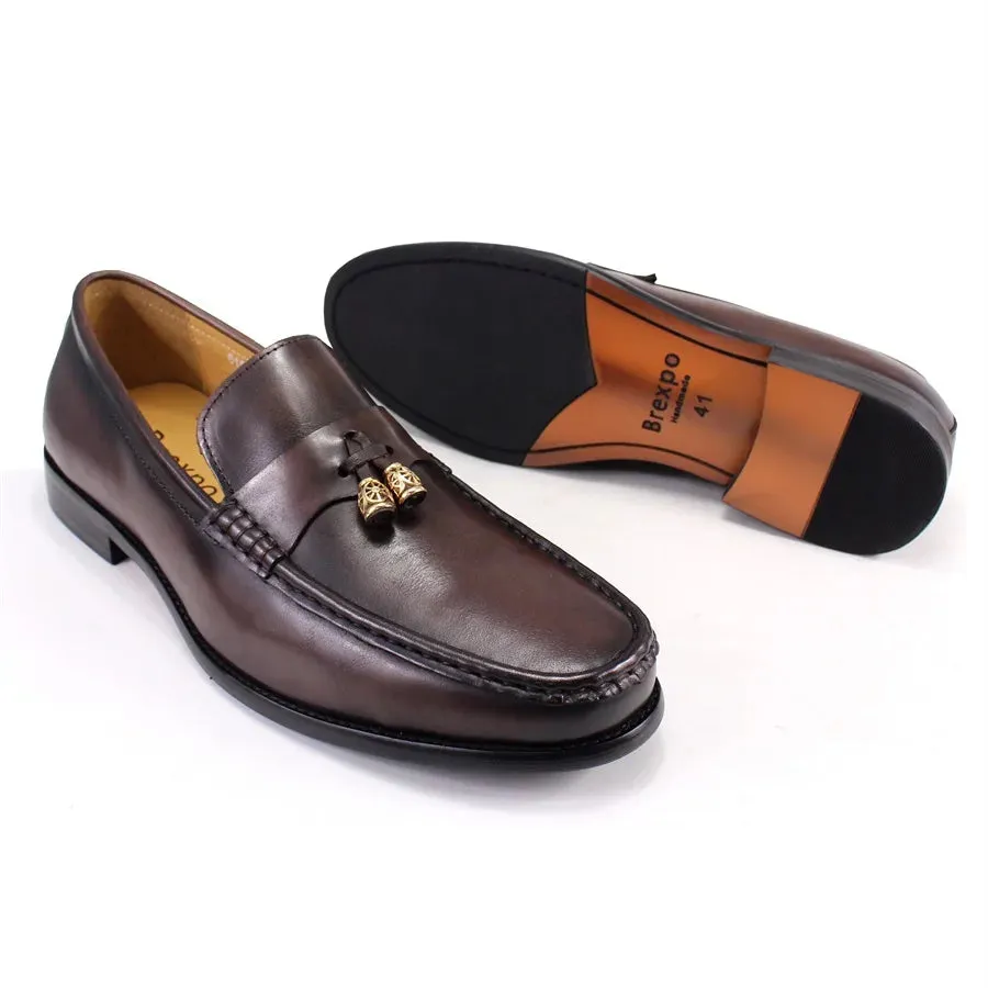 Genuine Leather Tassel Penny Loafers