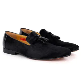 John Foster Horse Hair Leather Tassel Men's -Black