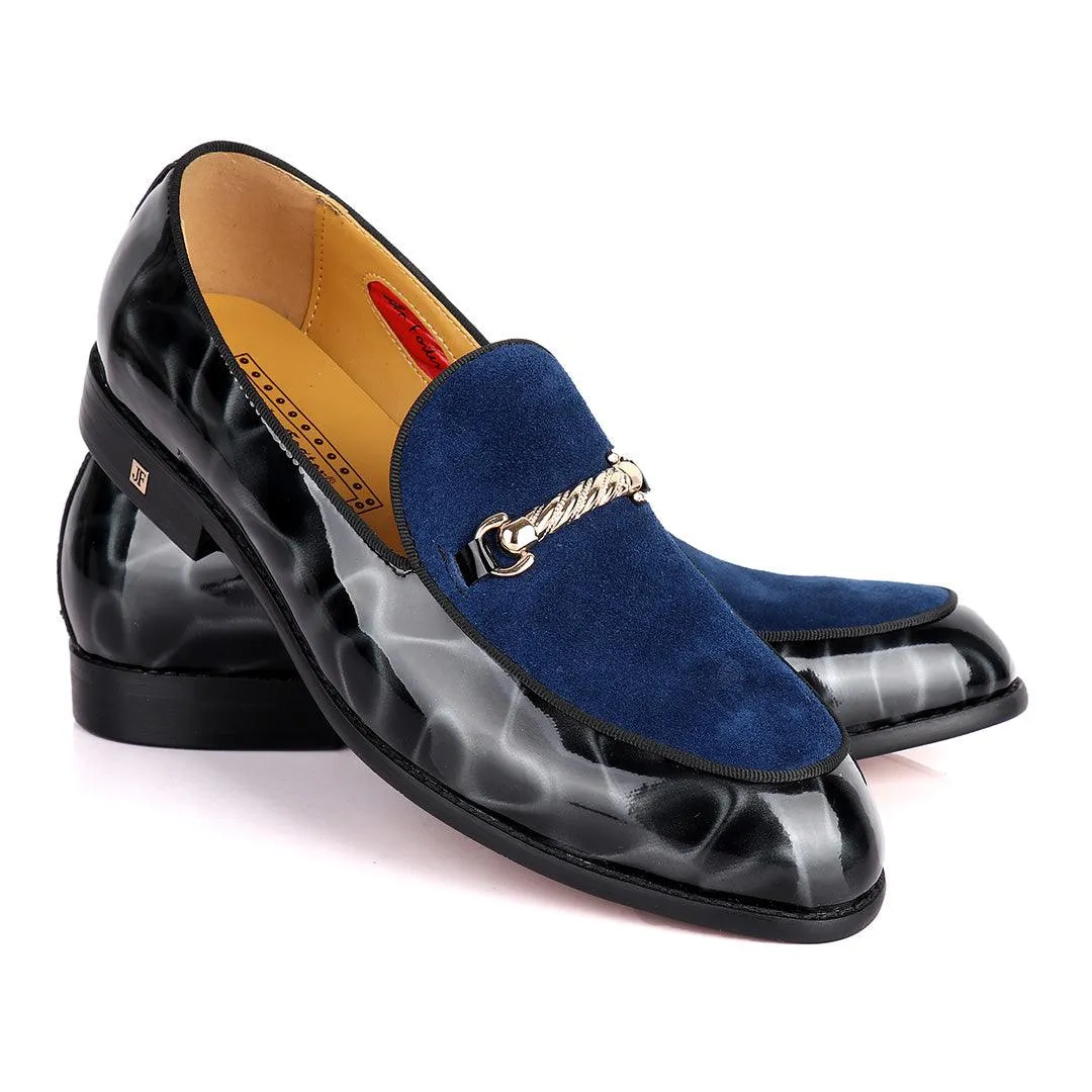 John Foster Patent  Blue Suede Design Men's Shoe