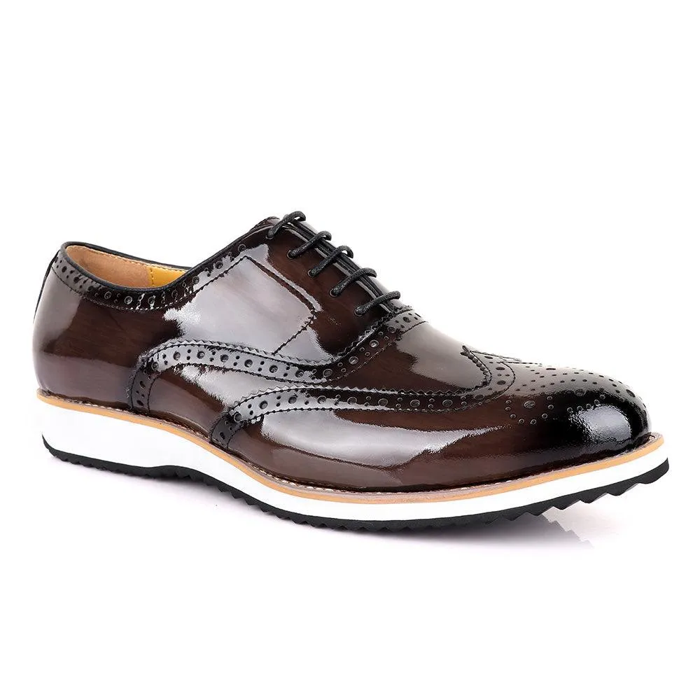 John Mendson Glossy Coffee Formal Shoe