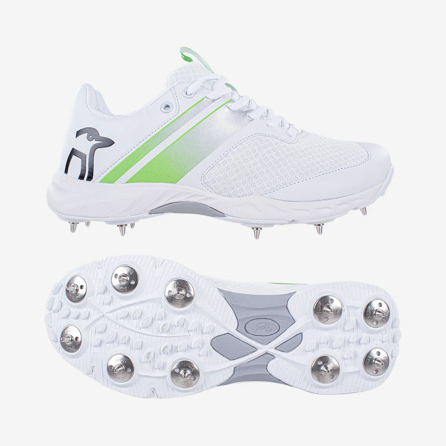 Kookaburra KC 3.0 Spike Cricket Shoe Lime/White and Silver/White