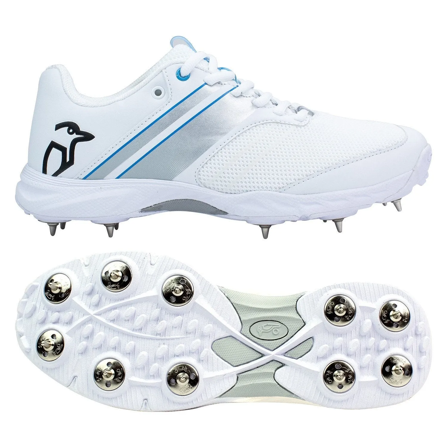 Kookaburra KC 3.0 Spike Cricket Shoe Lime/White and Silver/White