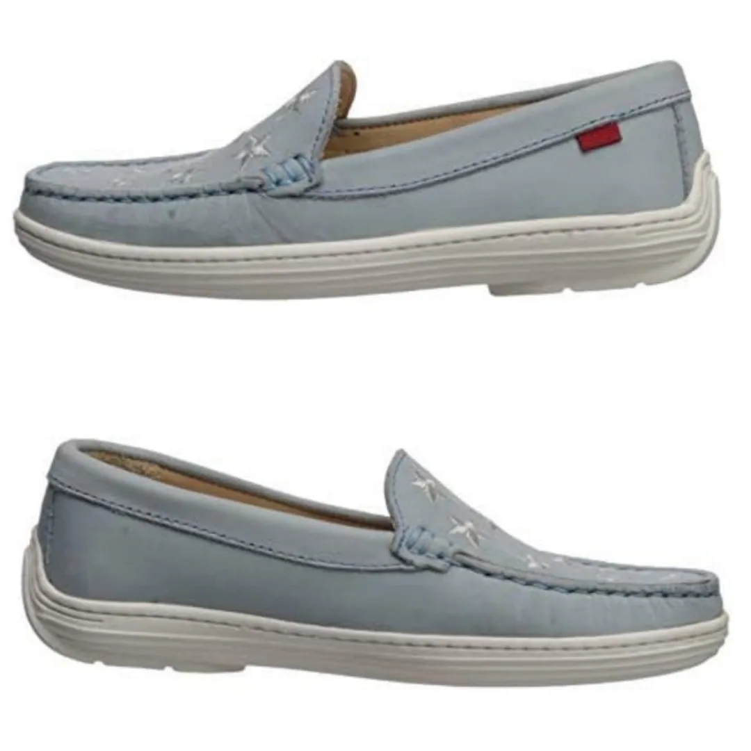 MARC JOSEPH Kid's Embroidered Leather Lt Gray Holland Loafers