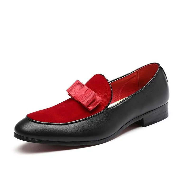 Men's Bowknot Detail Faux Leather Loafers