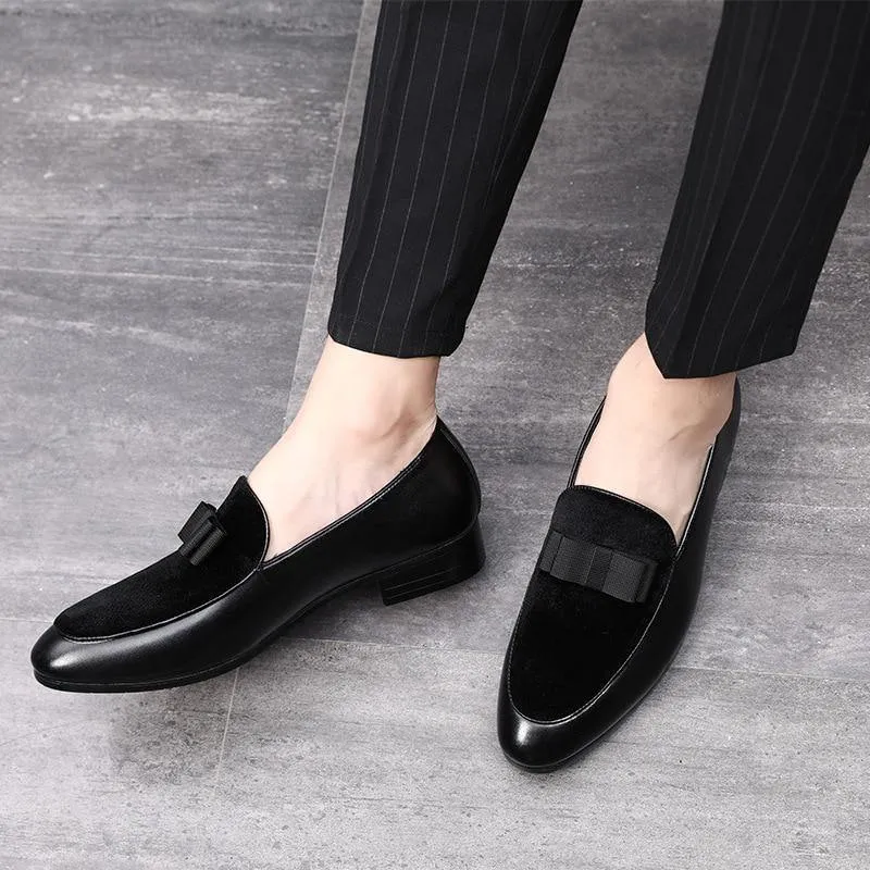 Men's Bowknot Detail Faux Leather Loafers