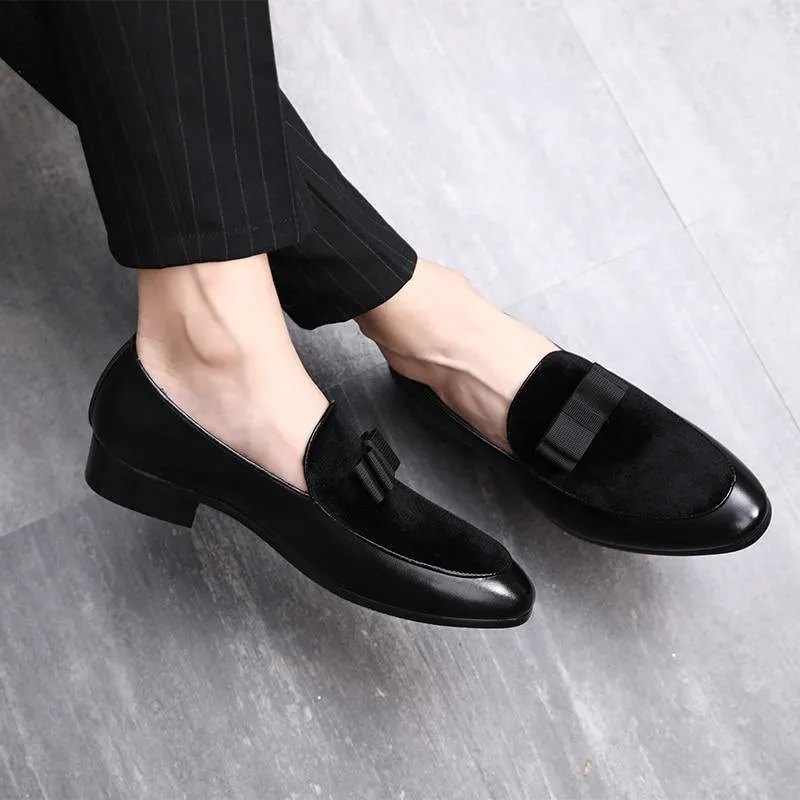 Men's Bowknot Detail Faux Leather Loafers