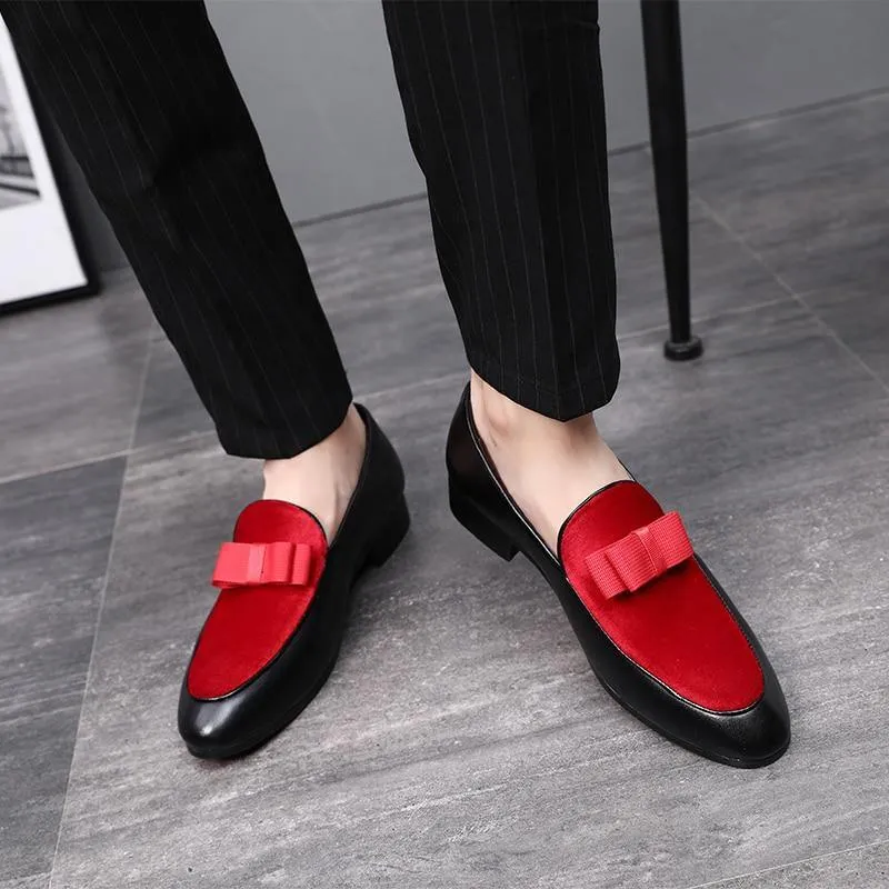 Men's Bowknot Detail Faux Leather Loafers