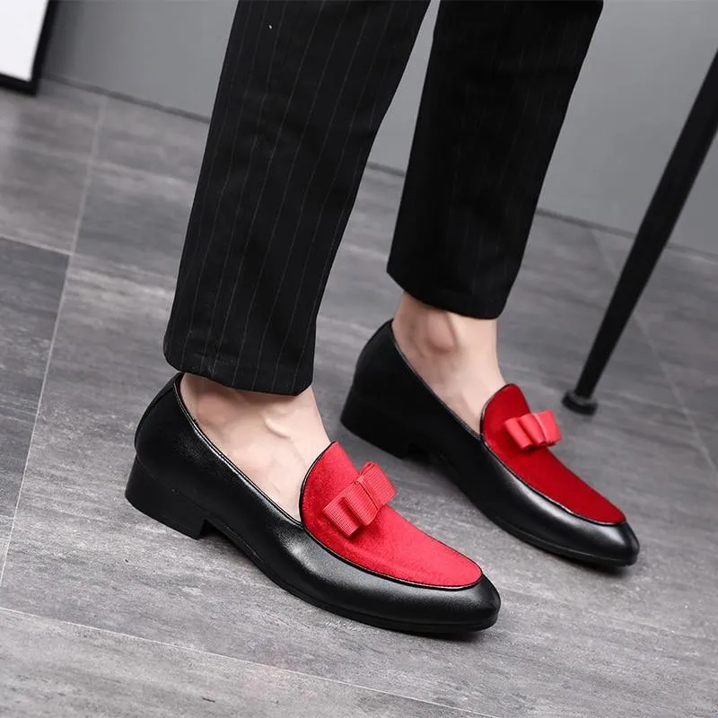 Men's Bowknot Detail Faux Leather Loafers