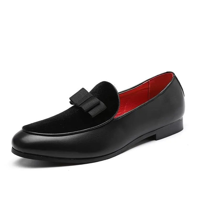 Men's Bowknot Detail Faux Leather Loafers