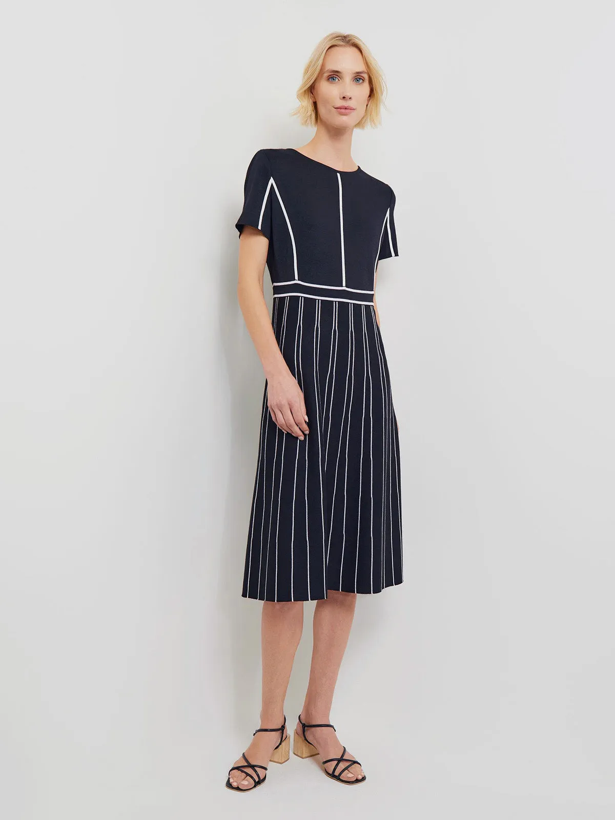 Modern Fit Contrast Stripe A-Line Soft Knit Dress