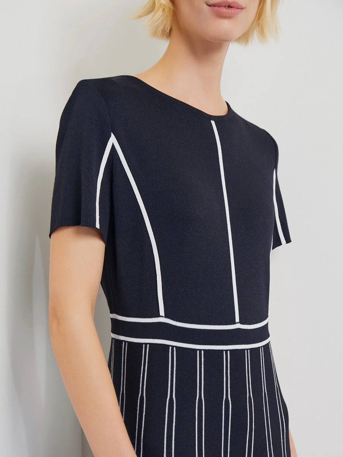 Modern Fit Contrast Stripe A-Line Soft Knit Dress