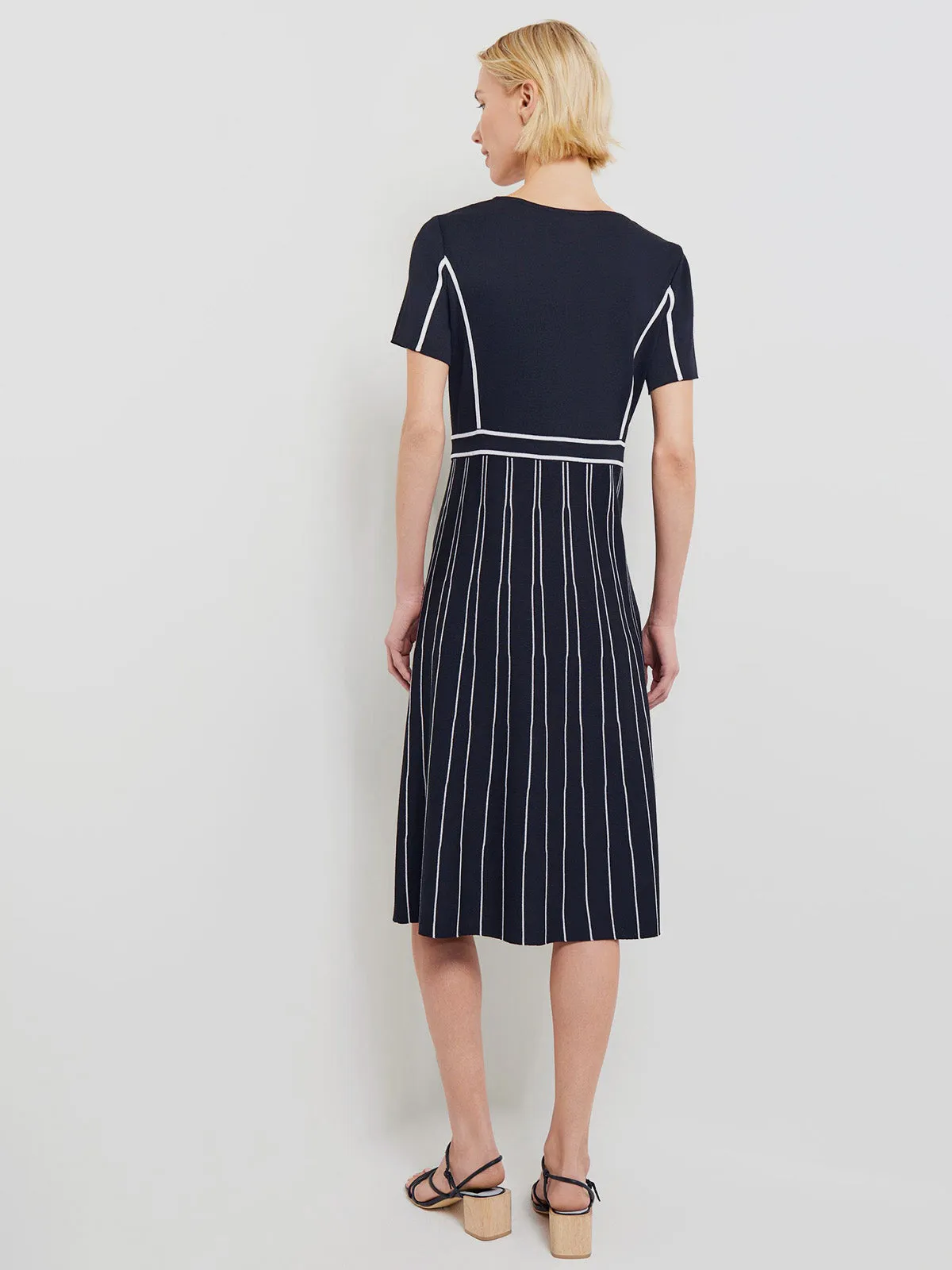 Modern Fit Contrast Stripe A-Line Soft Knit Dress