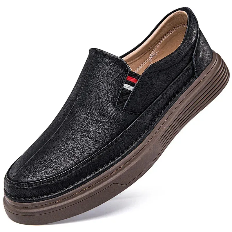 Outdoor Oxford Casual Loafers Comfortable Massage Soles Genuine Leather