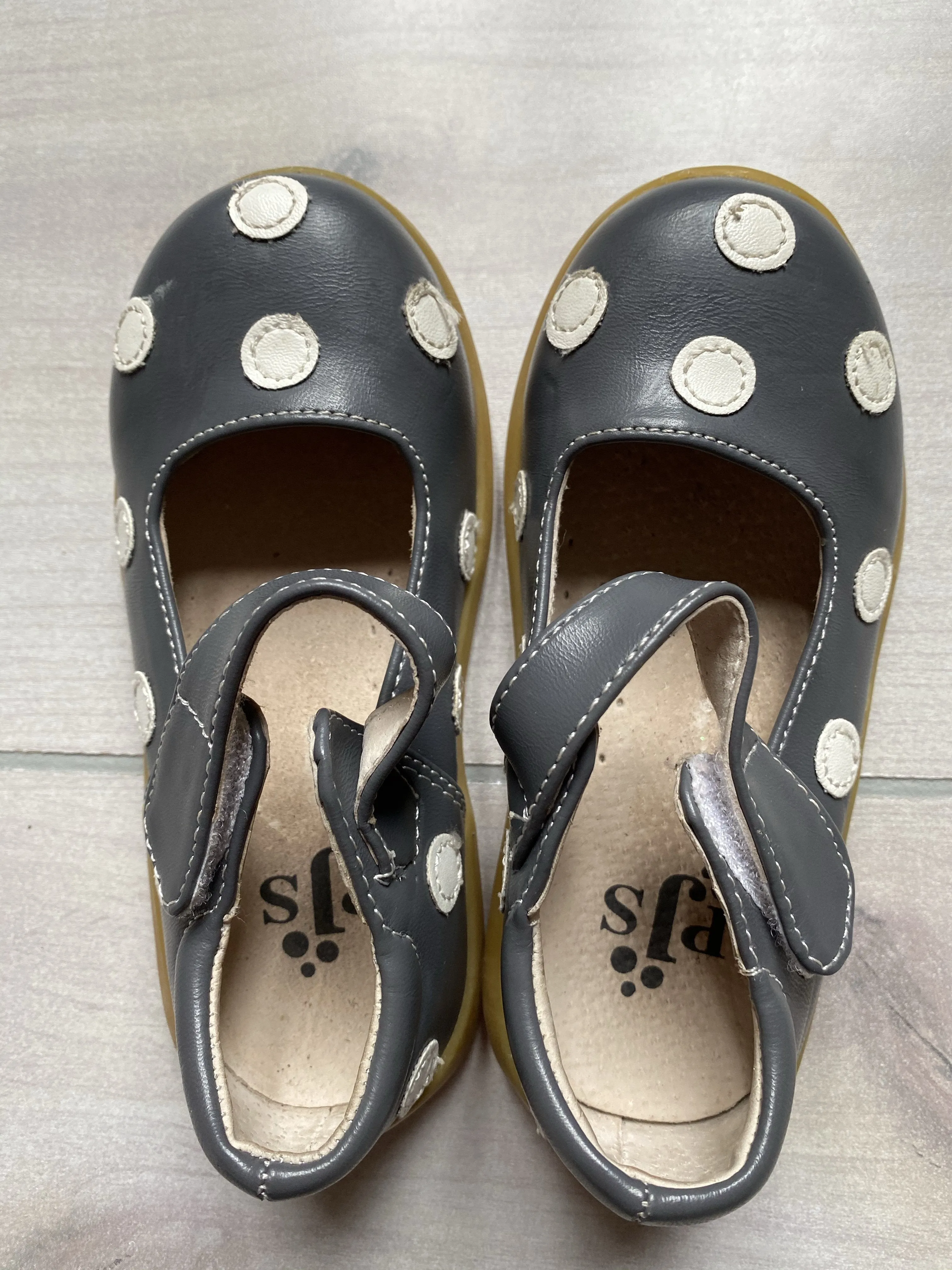 PJ's Gray Polka Dot Velcro Shoes