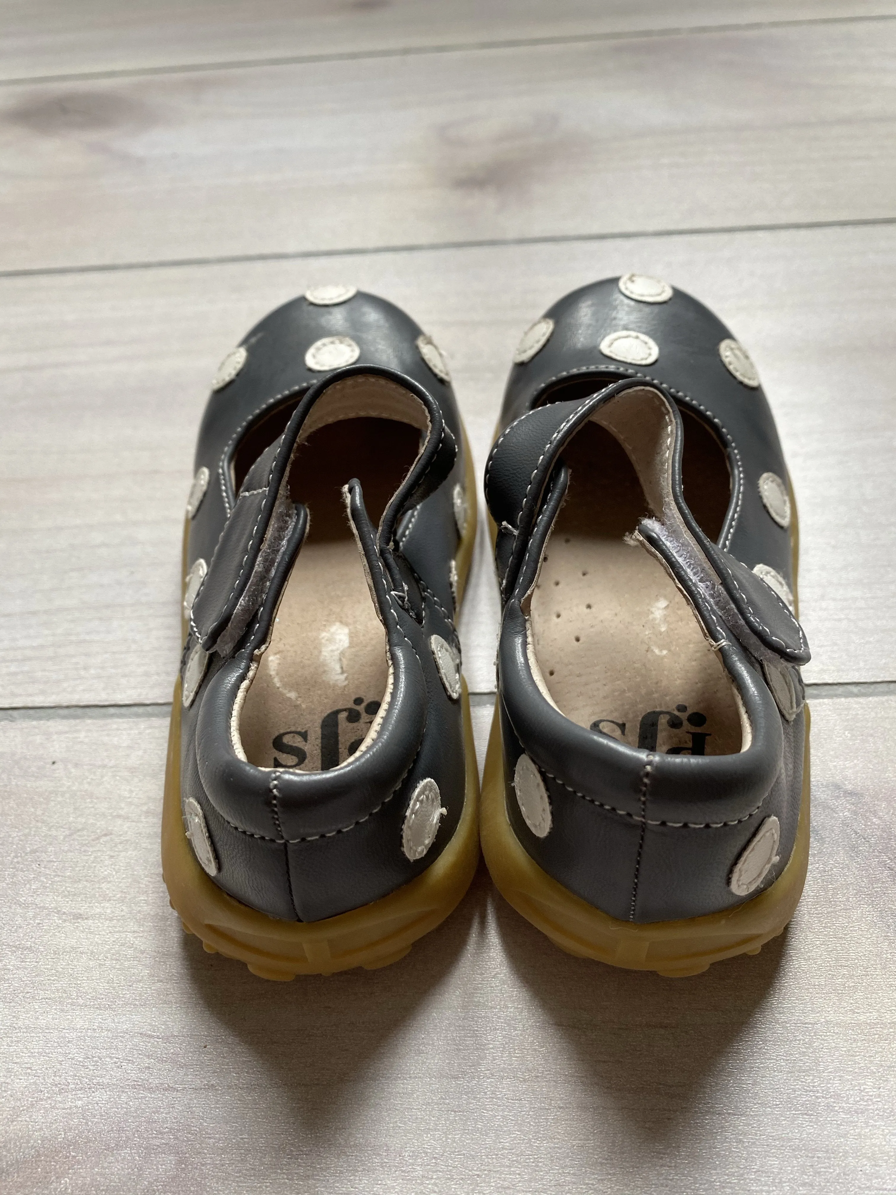 PJ's Gray Polka Dot Velcro Shoes