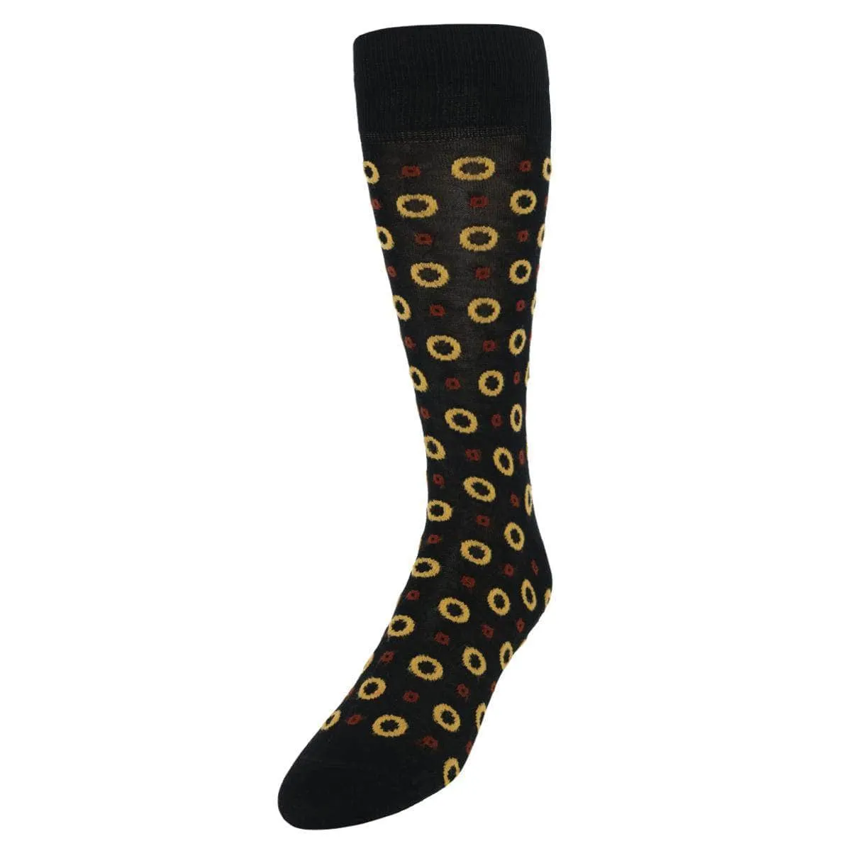 Redondo Circular Patterned Mid-Calf Mercerized Cotton Socks