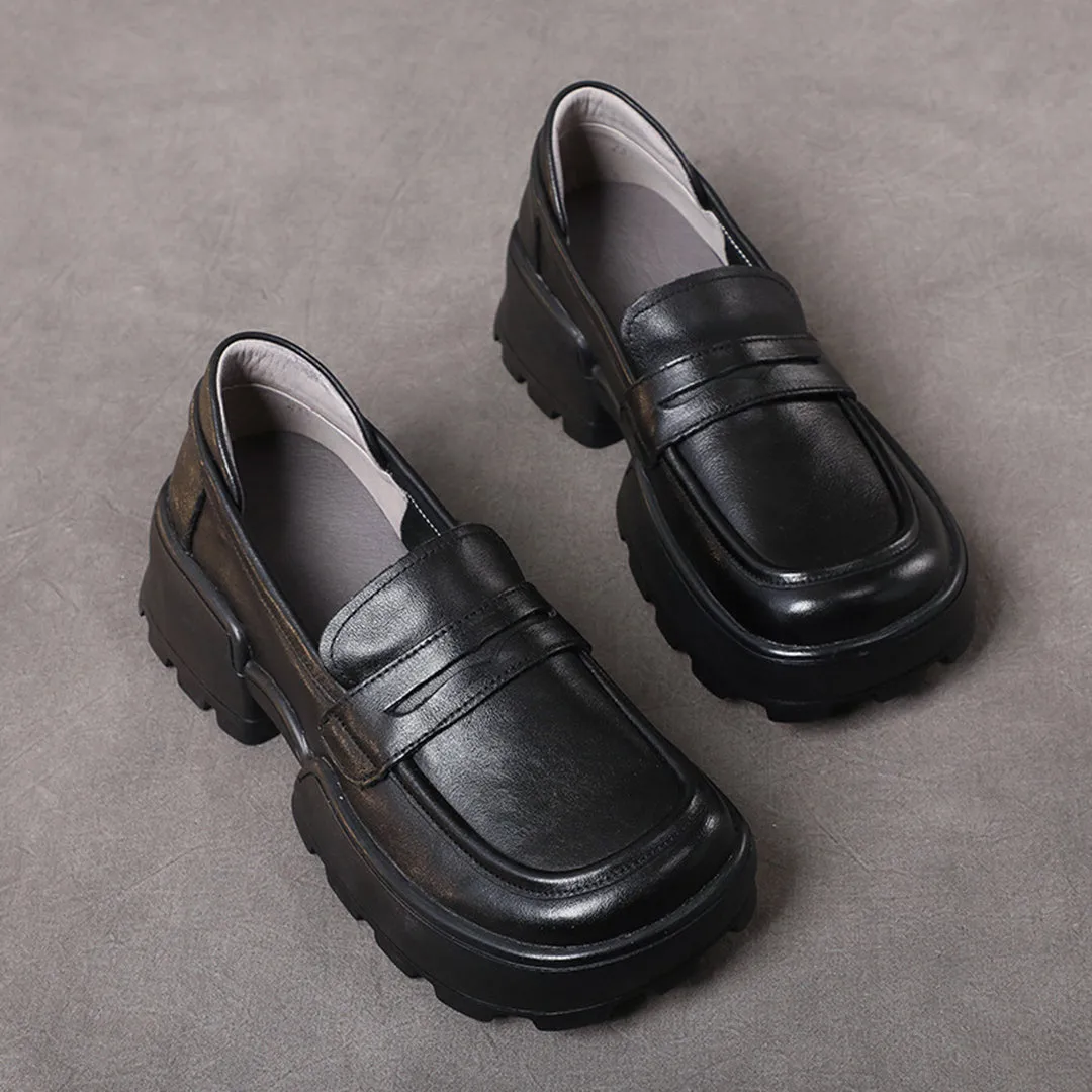 Retro Women Leather Loafer Shoes