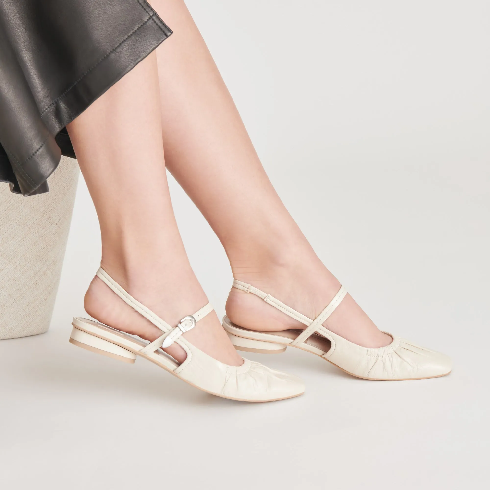 RIANNE FLATS IVORY CRINKLE PATENT