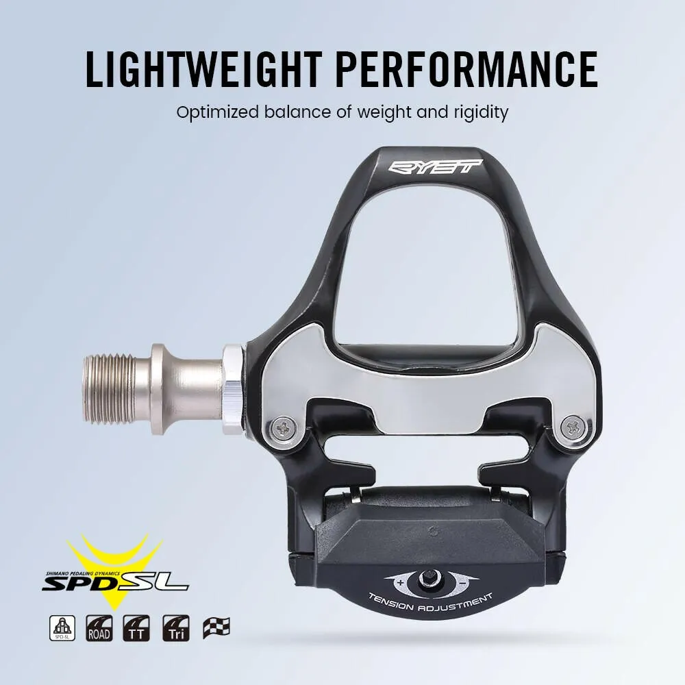 RYET Road Bike Self-locking Pedals Ultralight Aluminum Alloy SPD-SL 2 Sealed Bearing Bicycle Footboard Cycling Accessories