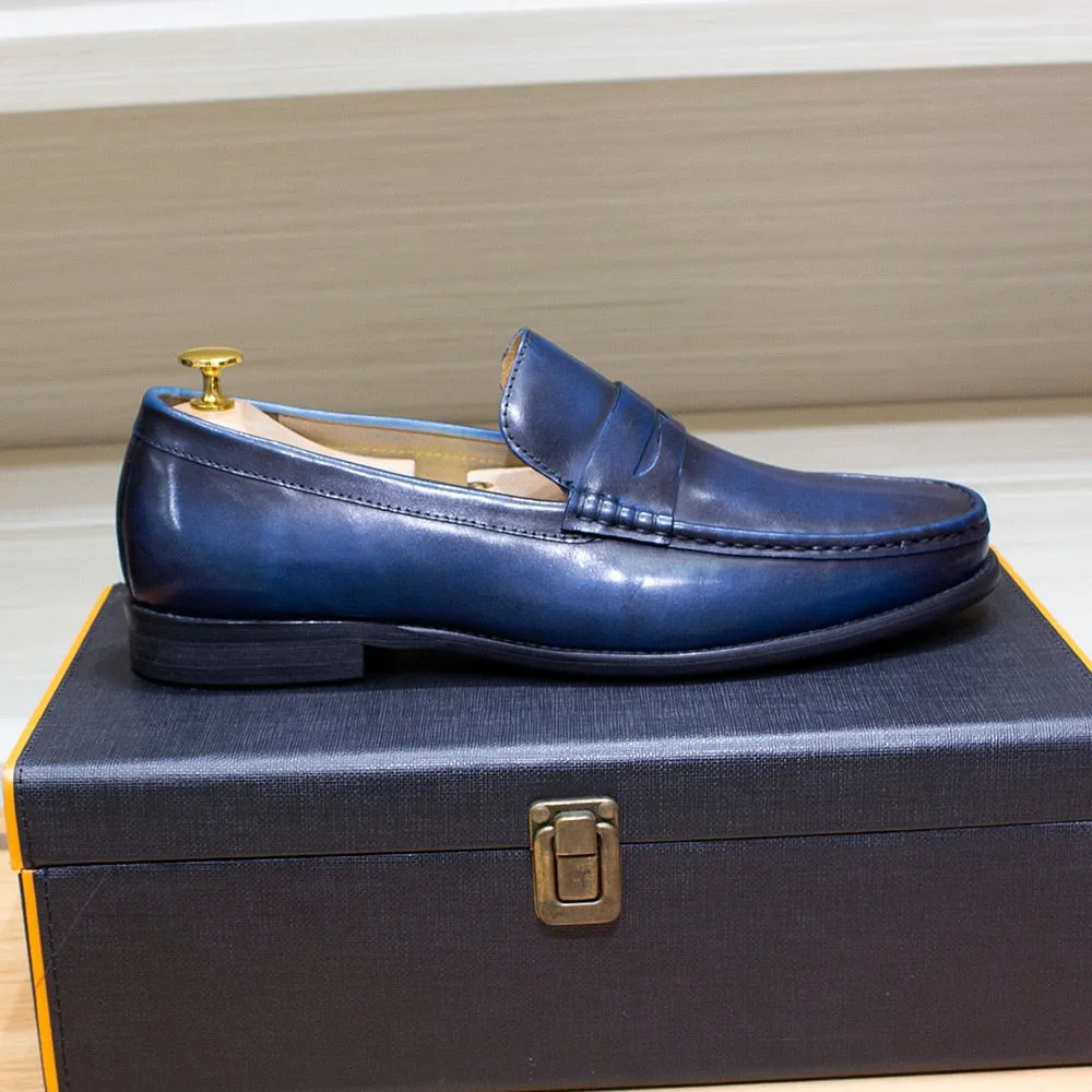 Solid Genuine Leather Loafers Shoes