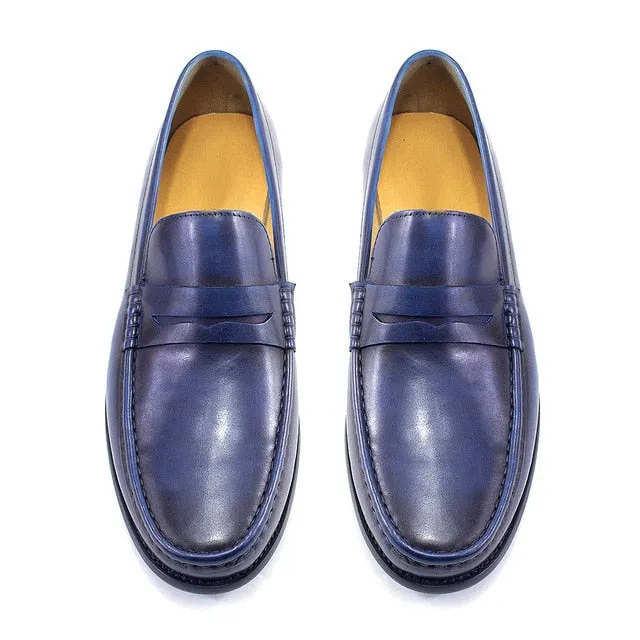 Solid Genuine Leather Loafers Shoes